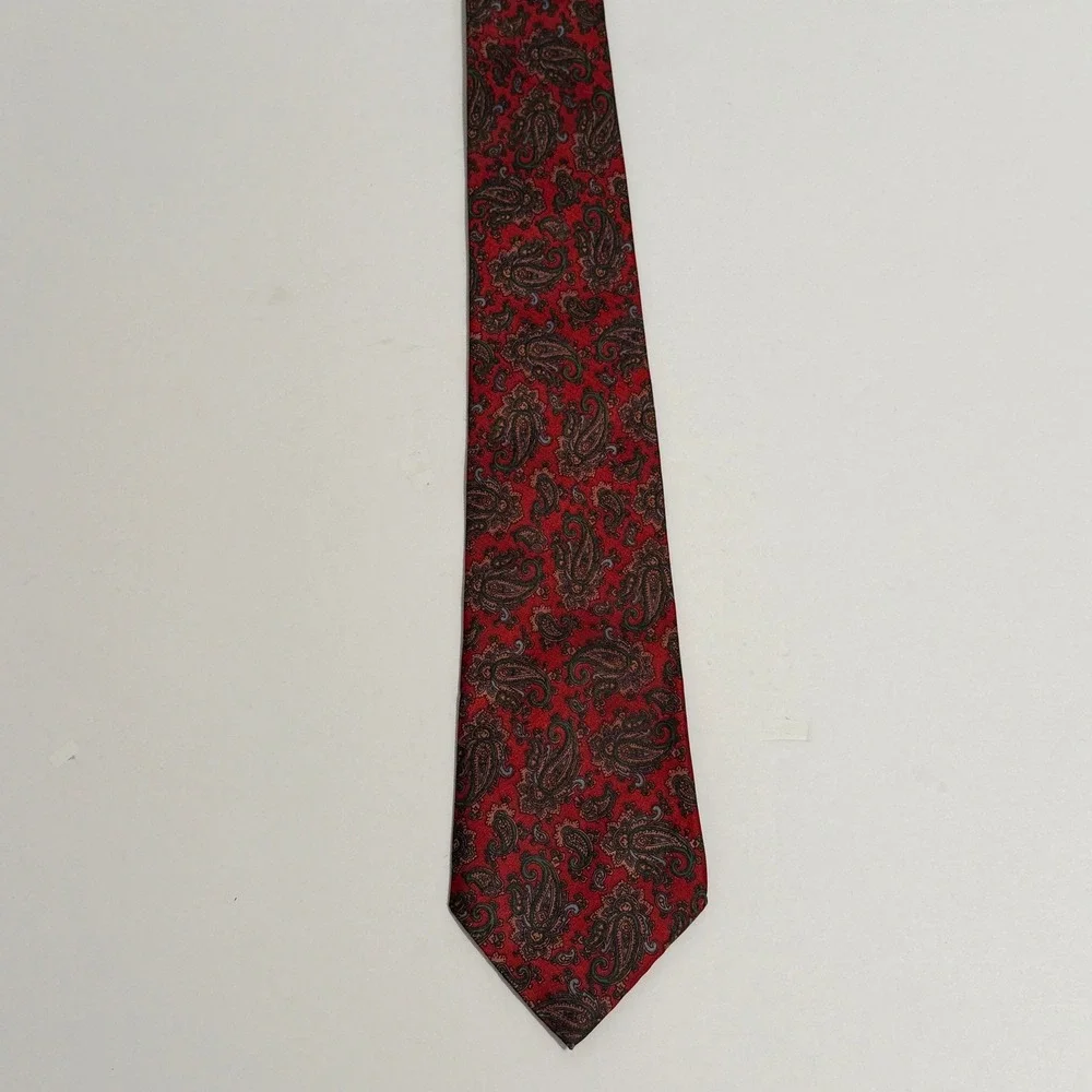 Vintage Goldlion Red Paisley Necktie Men's Classic Wide Tie Chinese Hong Kong